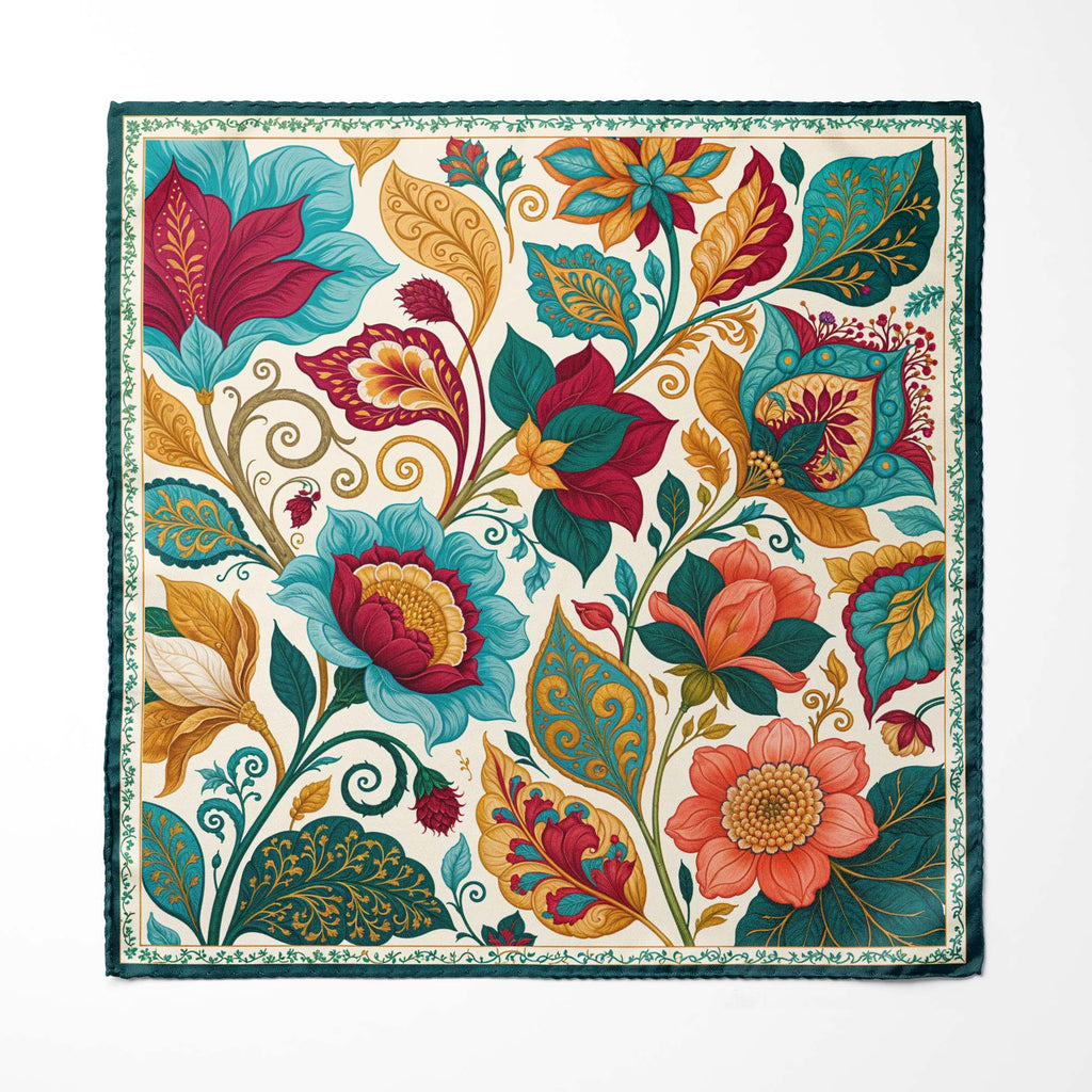 AURORA FOLK BLOOM SILK POCKET SQUARE