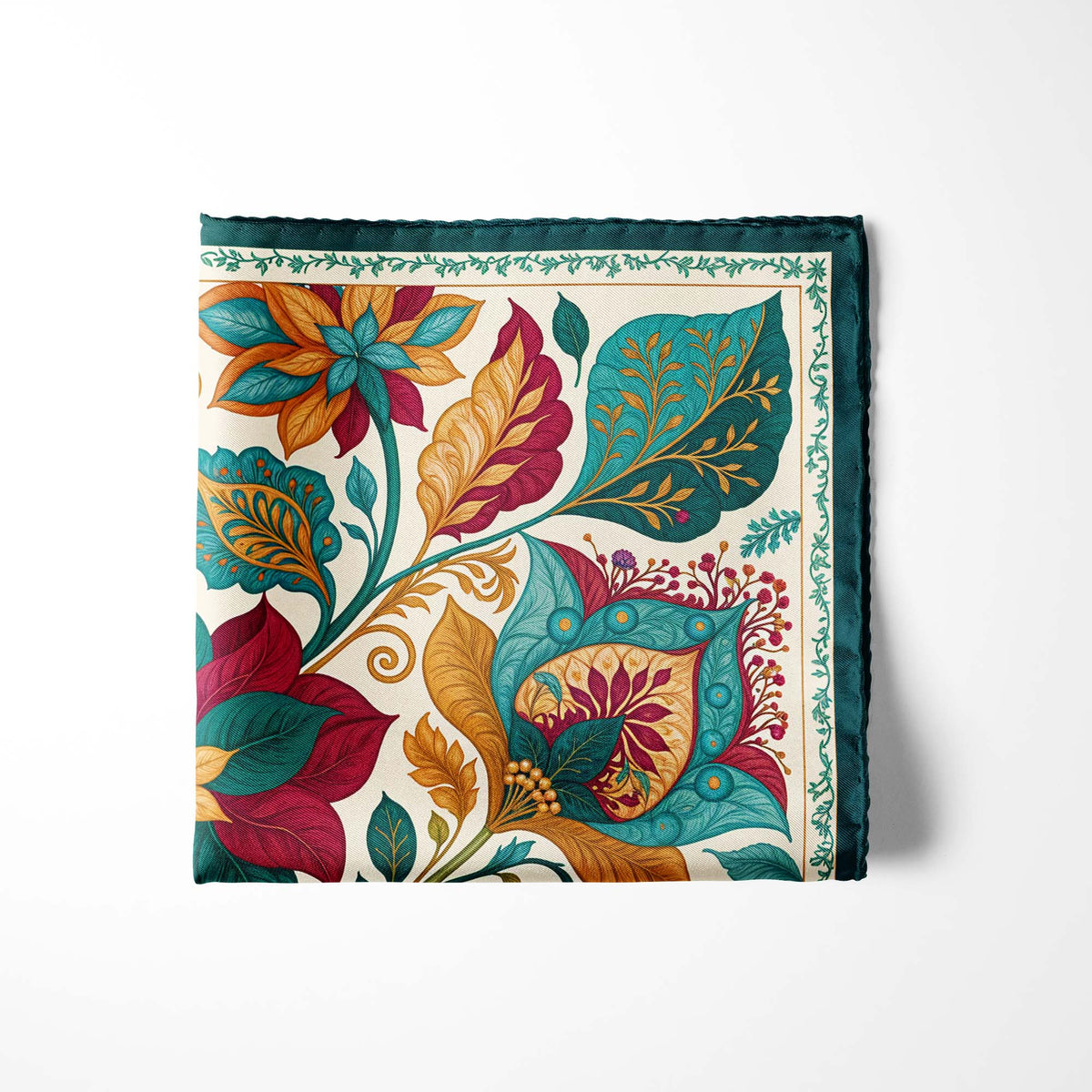 AURORA FOLK BLOOM SILK POCKET SQUARE