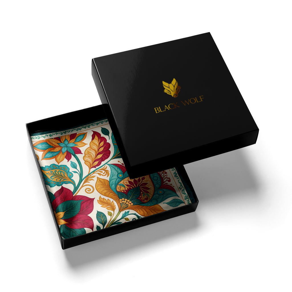 AURORA FOLK BLOOM SILK POCKET SQUARE