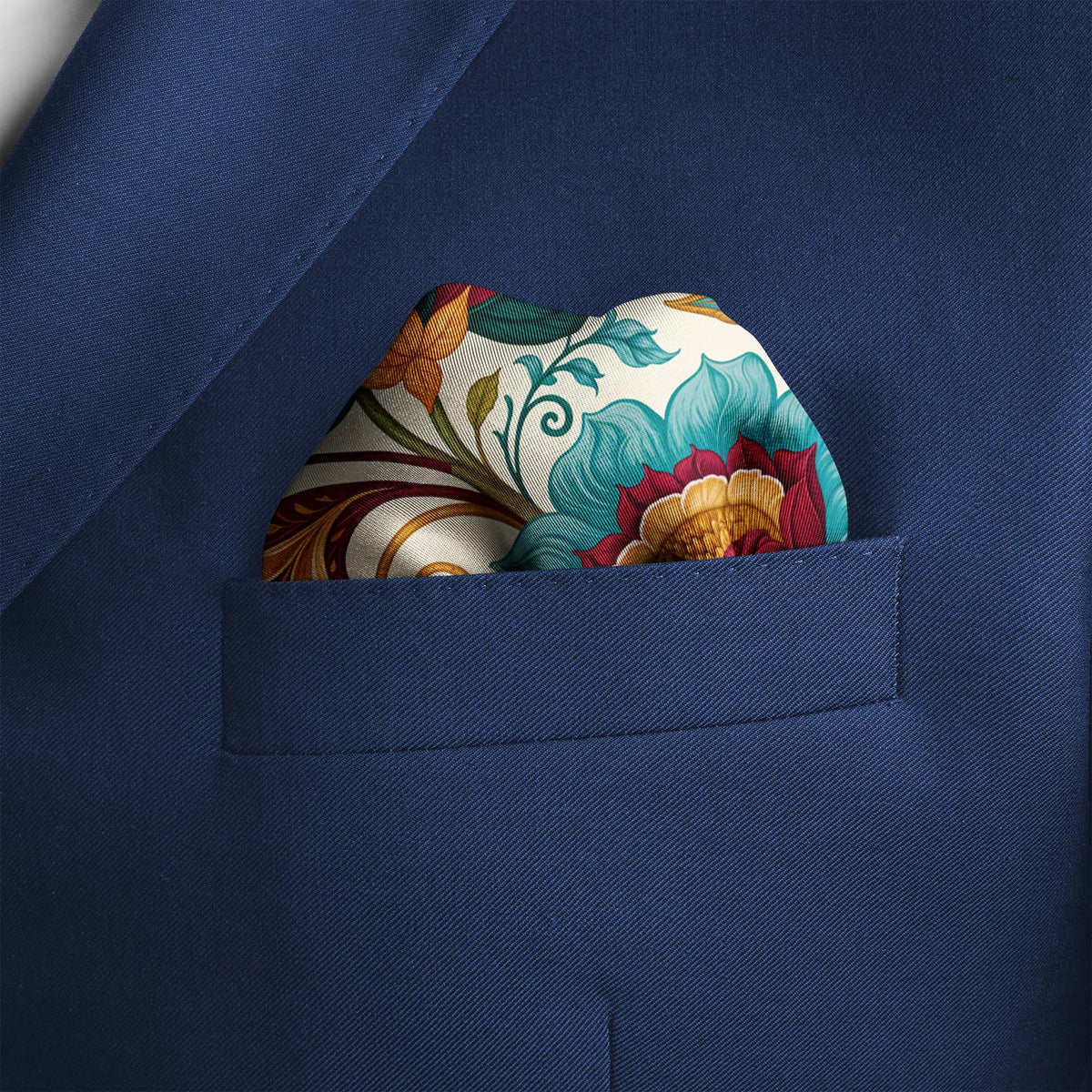 AURORA FOLK BLOOM SILK POCKET SQUARE