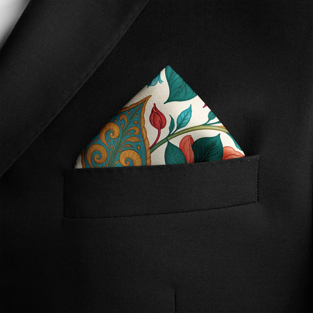 AURORA FOLK BLOOM SILK POCKET SQUARE