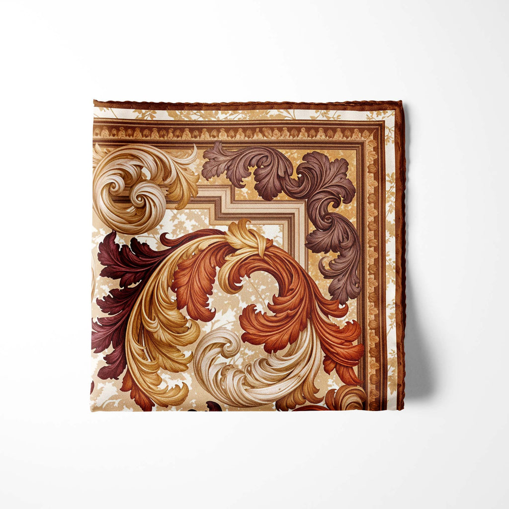 AUTUMN BAROQUE SILK POCKET SQUARE