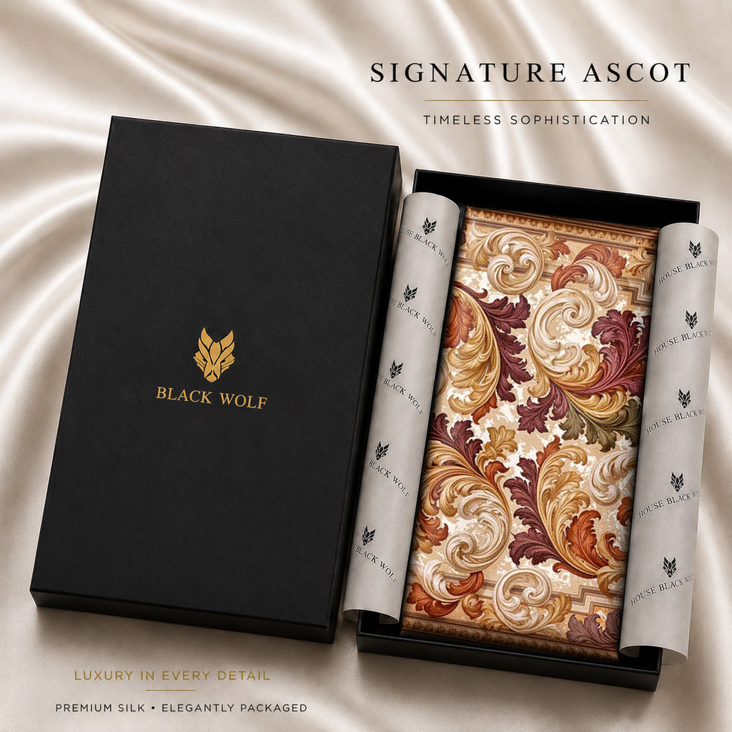 AUTUMN BAROQUE SILK ASCOT – PREMIUM COLLECTION