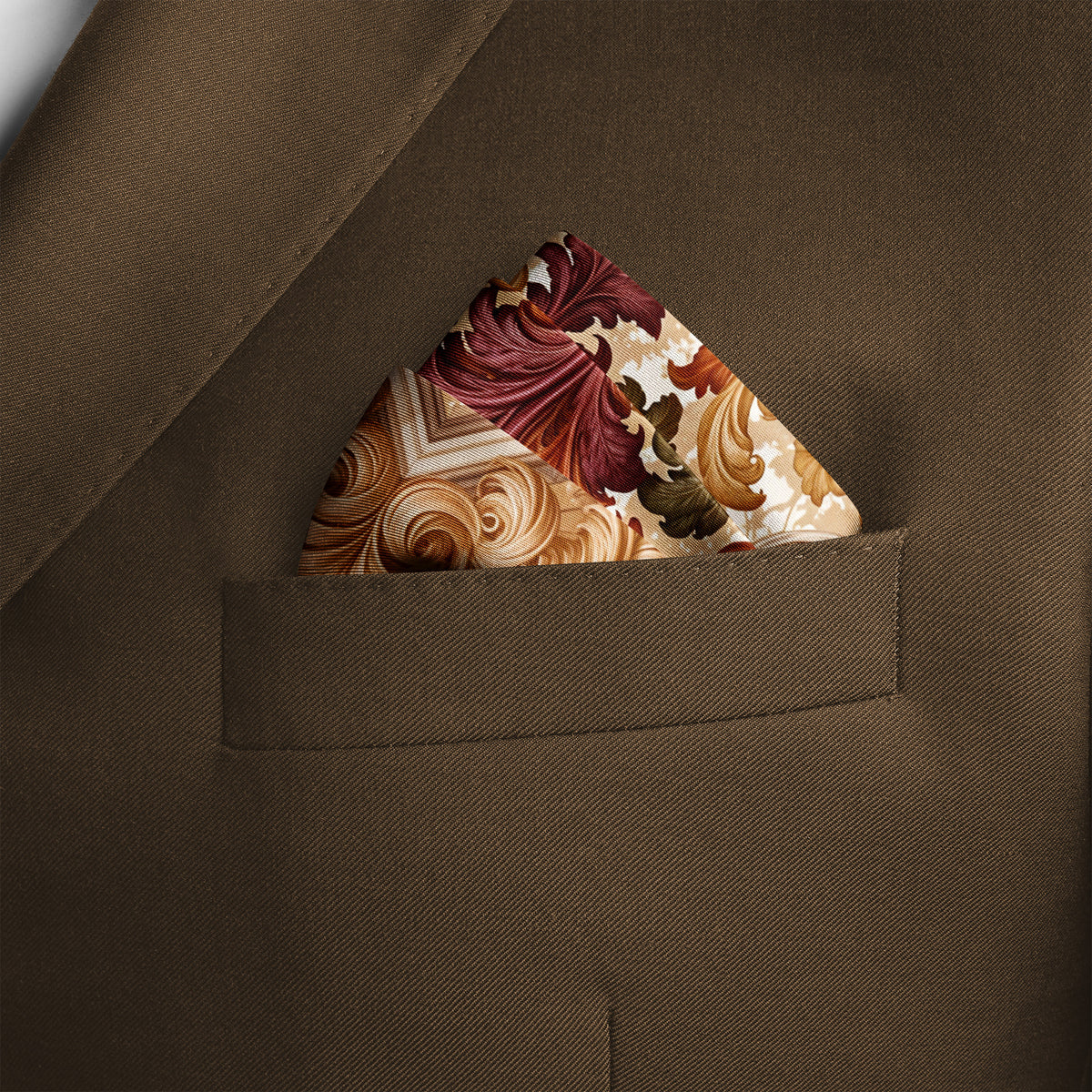 AUTUMN BAROQUE SILK POCKET SQUARE
