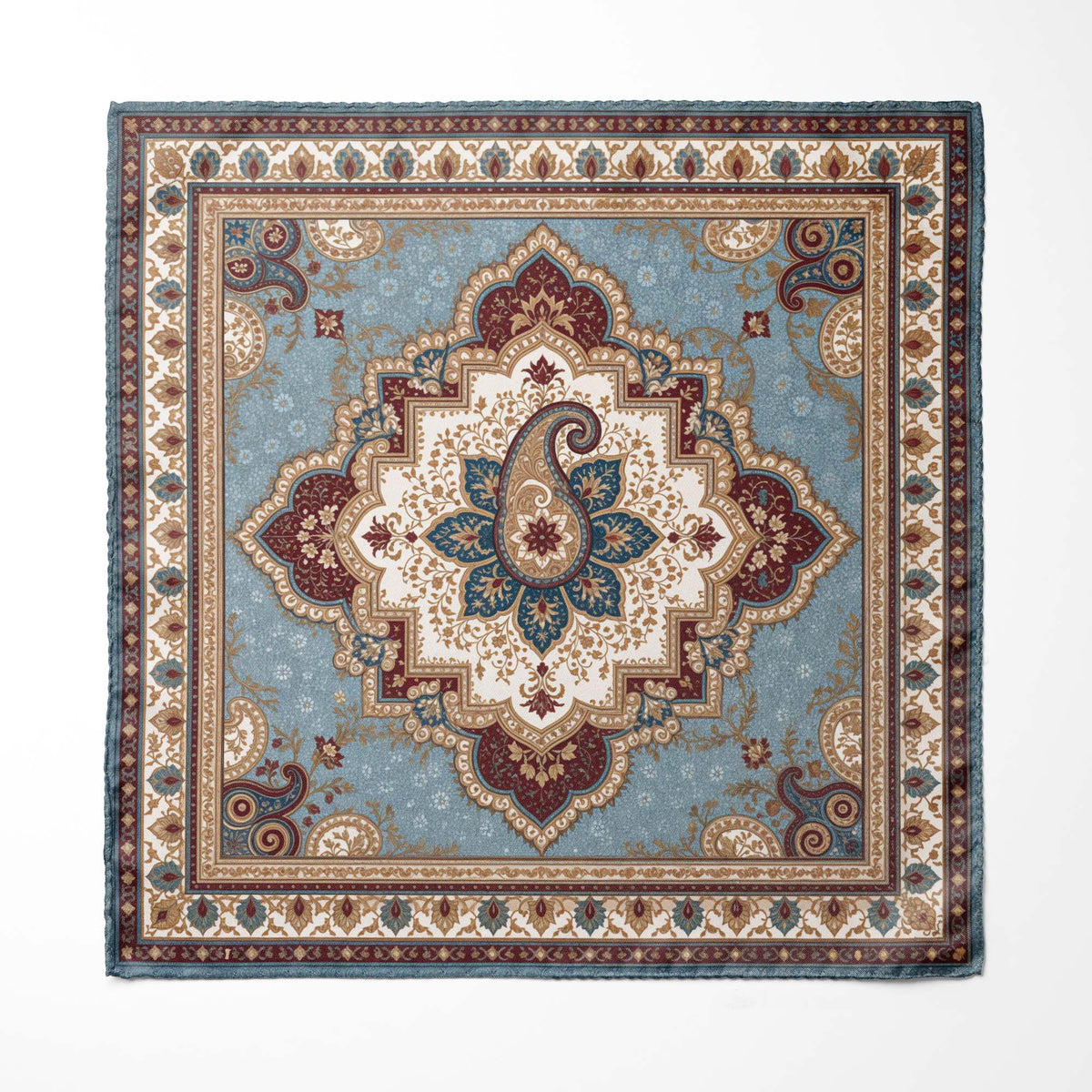 AZURE HEIRLOOM SILK POCKET SQUARE
