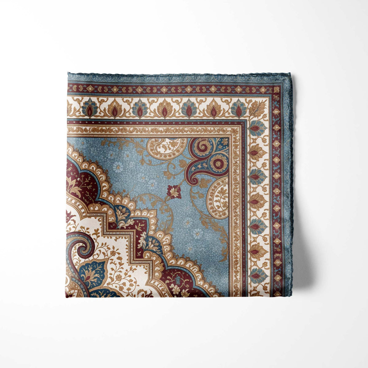 AZURE HEIRLOOM SILK POCKET SQUARE