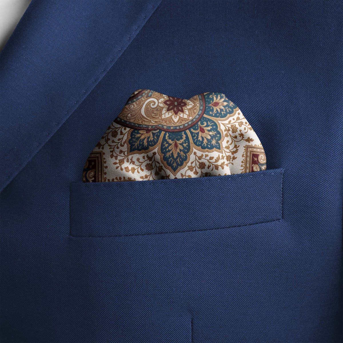 AZURE HEIRLOOM SILK POCKET SQUARE