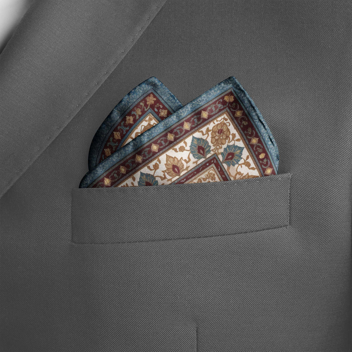 AZURE HEIRLOOM SILK POCKET SQUARE