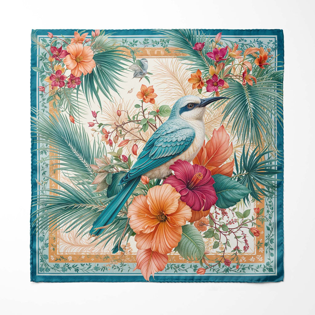 AZURE HEIRLOOM SILK POCKET SQUARE