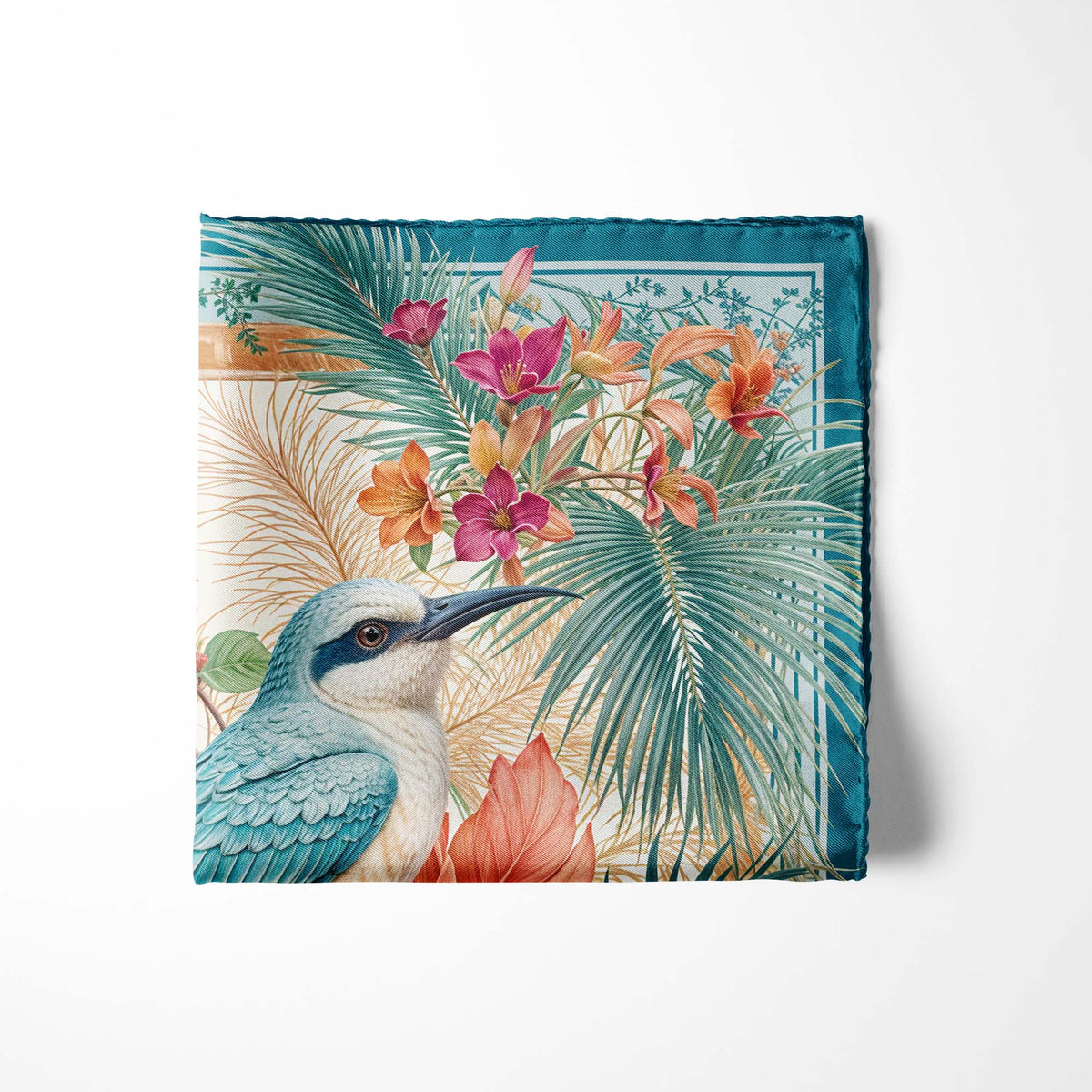 AZURE HEIRLOOM SILK POCKET SQUARE