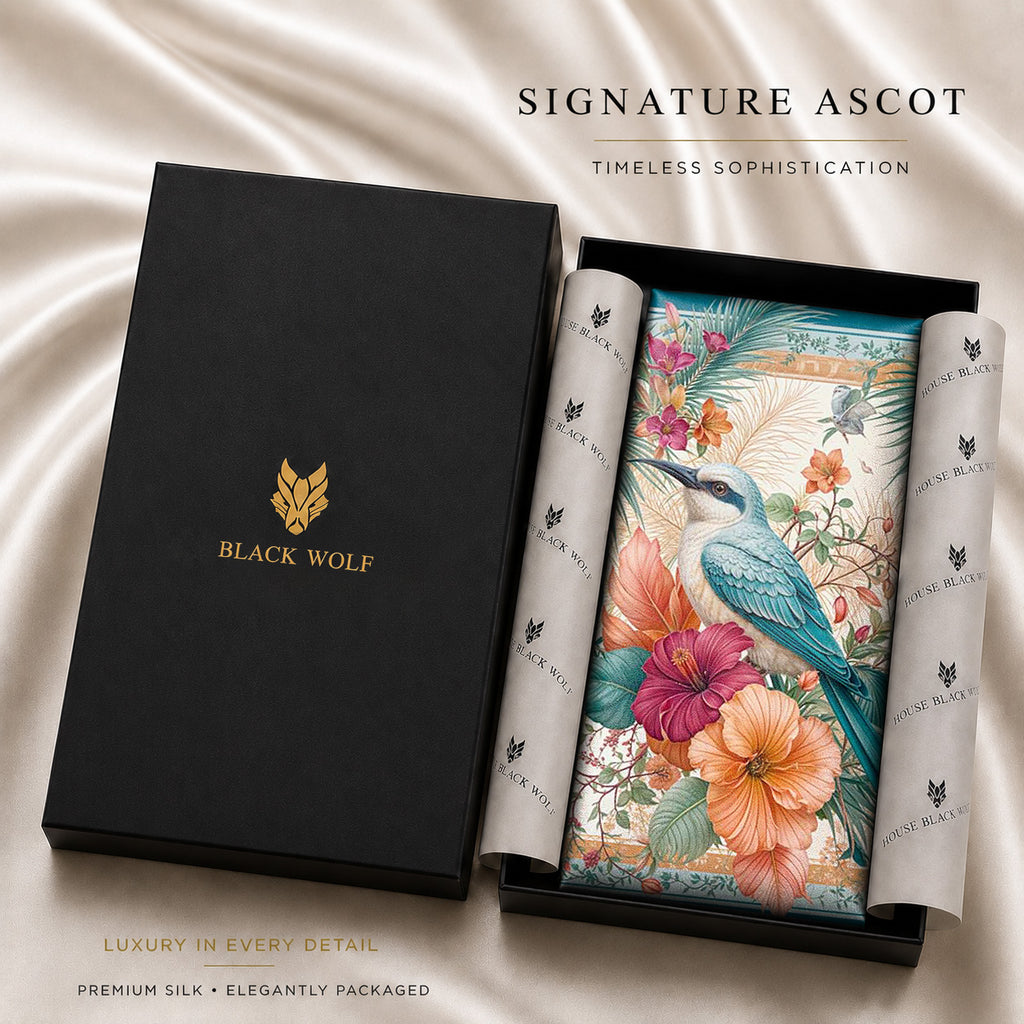 AZURE SERENADE SILK ASCOT – PREMIUM COLLECTION