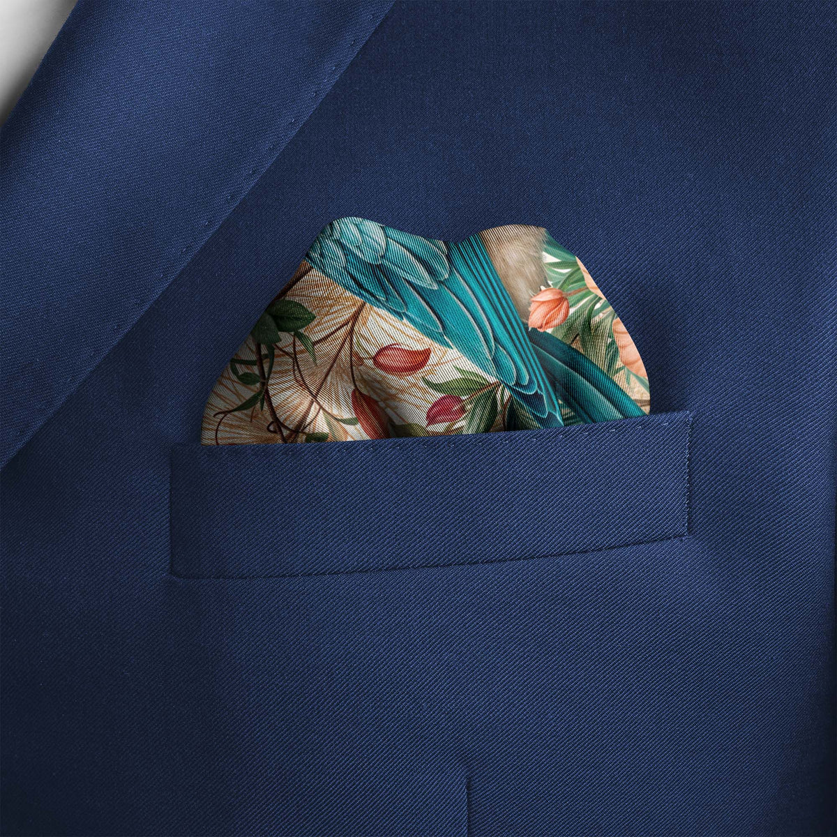AZURE HEIRLOOM SILK POCKET SQUARE