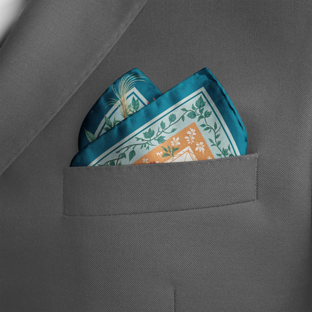 AZURE HEIRLOOM SILK POCKET SQUARE