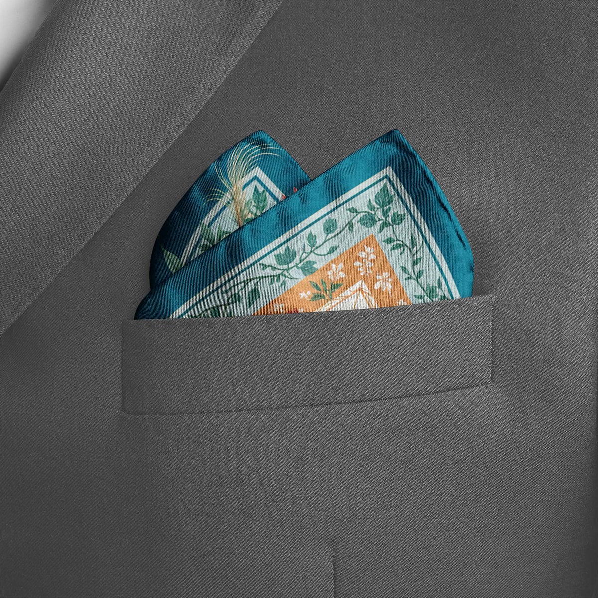 AZURE HEIRLOOM SILK POCKET SQUARE