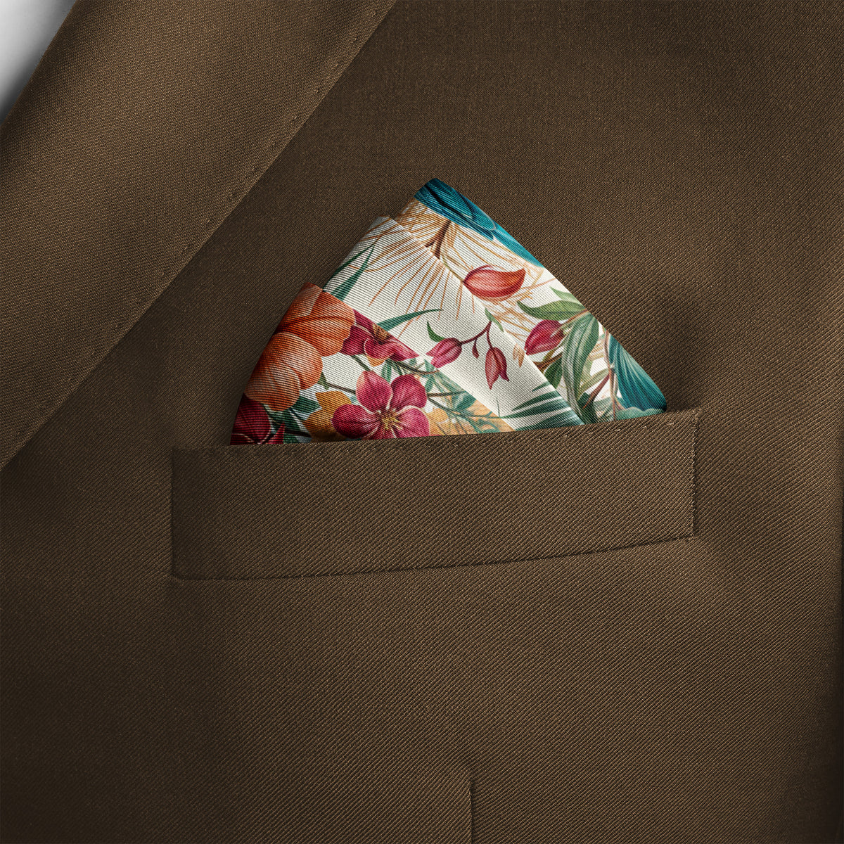 AZURE HEIRLOOM SILK POCKET SQUARE