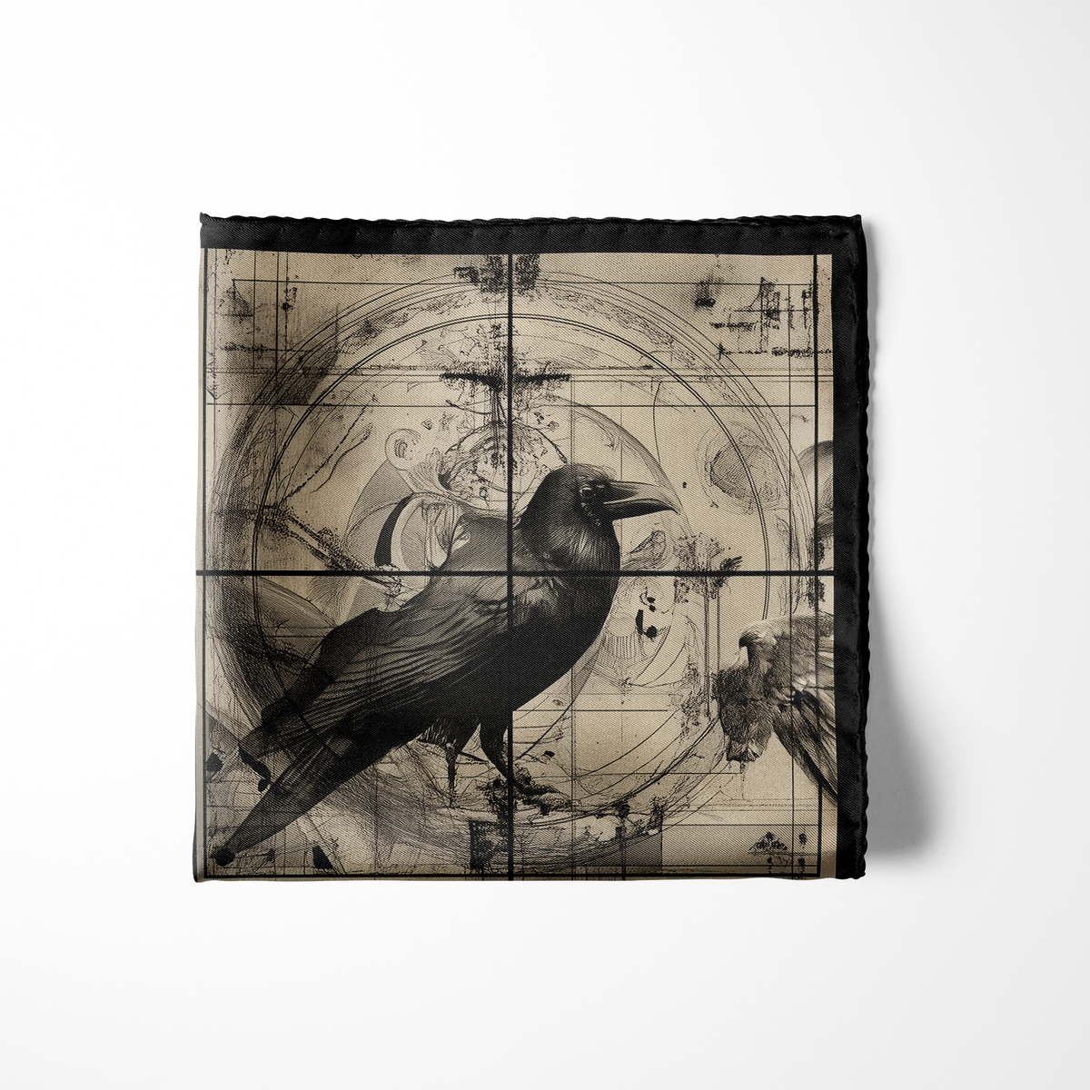 RAVEN SILK POCKET SQUARE