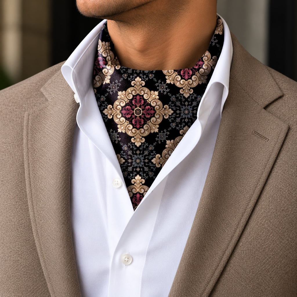 BAROQUE BLOOM SILK ASCOT – PREMIUM COLLECTION