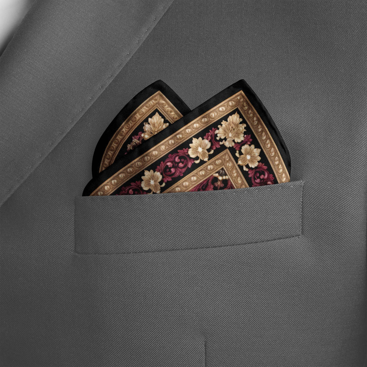 BAROQUE ROSE SILK POCKET SQUARE