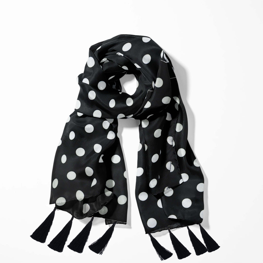 MIDDLE BLACK POLKA DOTS SCARF - PREMIUM COLLECTION