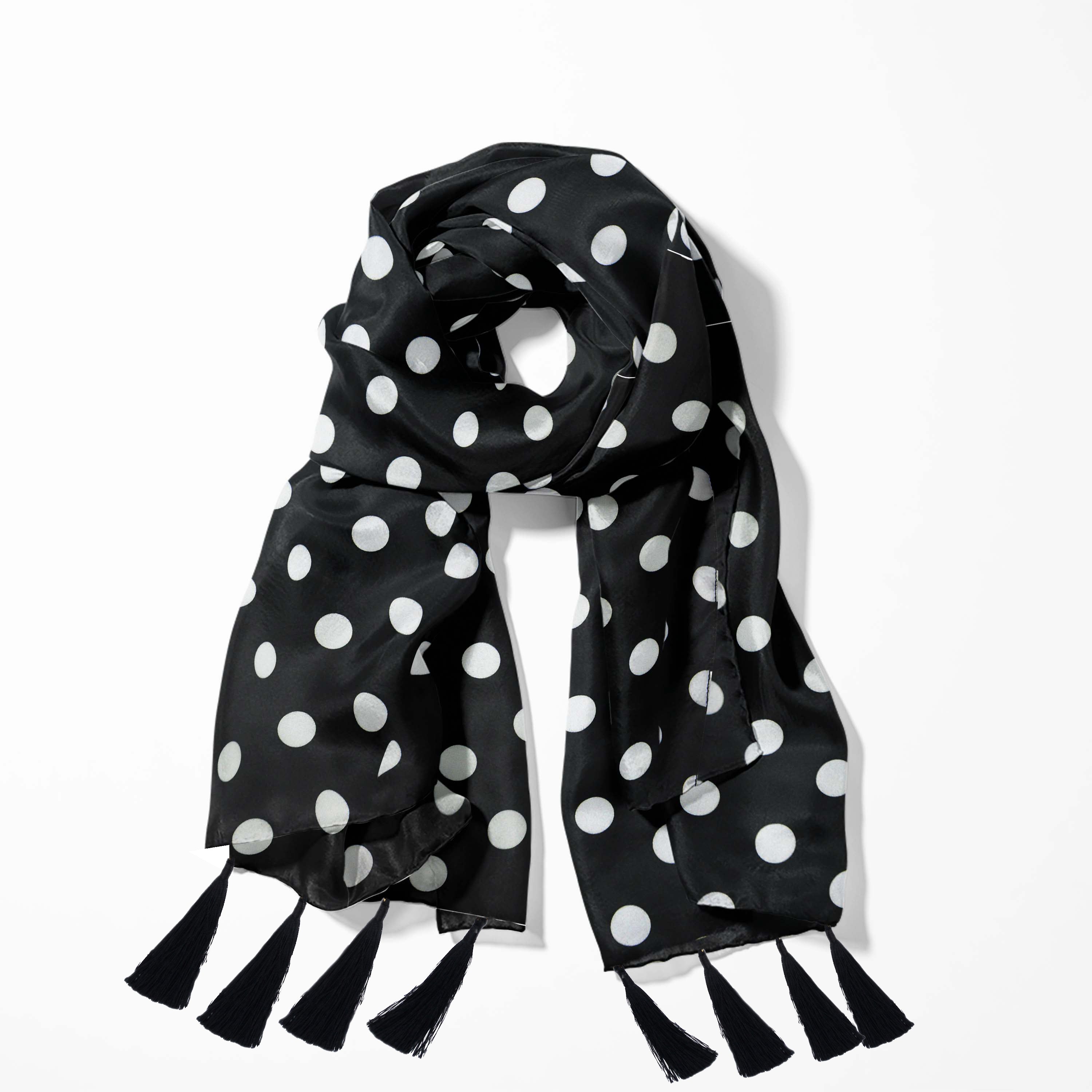 MIDDLE BLACK POLKA DOTS SCARF - PREMIUM COLLECTION