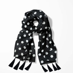 MIDDLE BLACK POLKA DOTS SCARF - PREMIUM COLLECTION