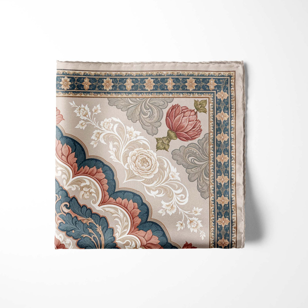 BLUSH MEDALLION SILK POCKET SQUARE