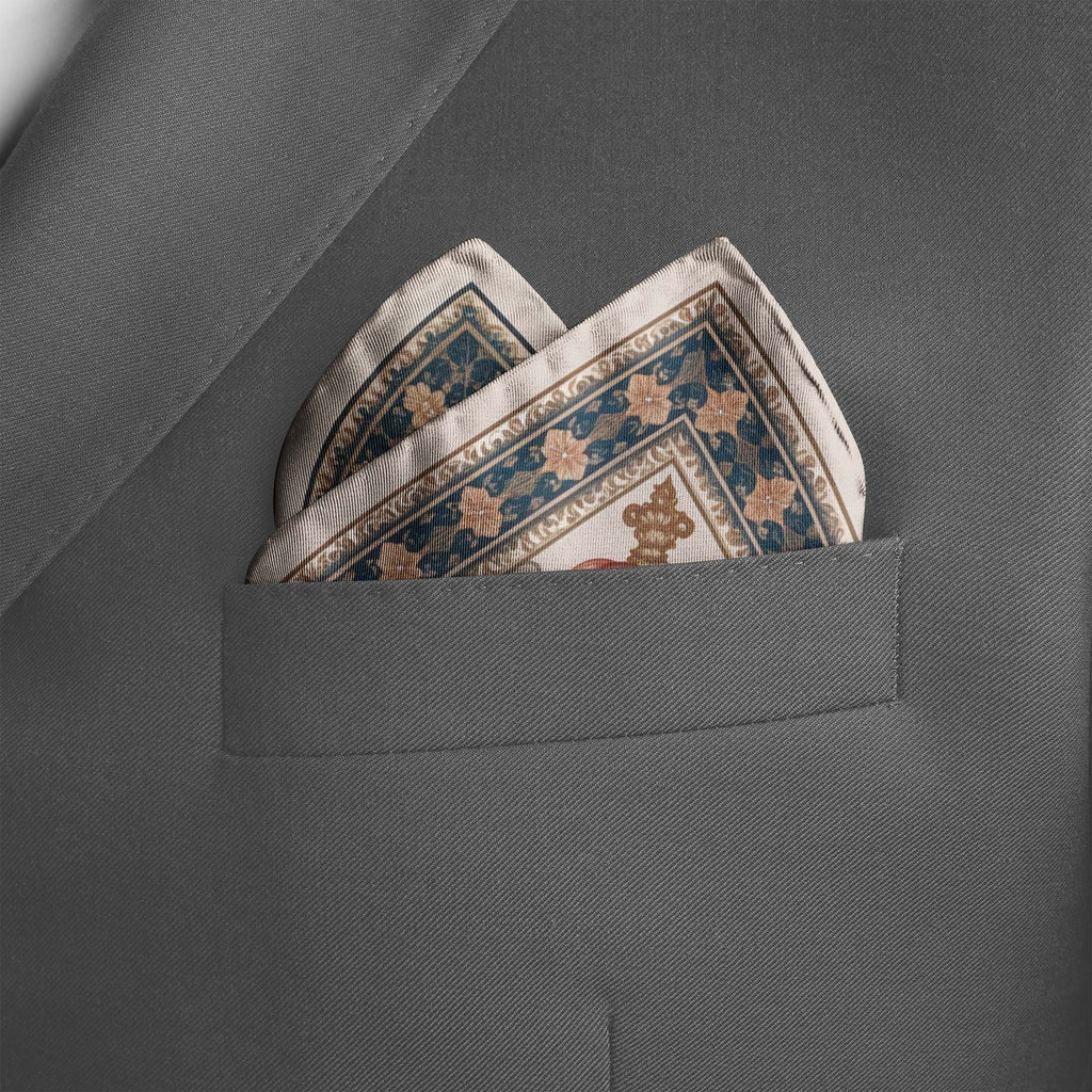 BLUSH MEDALLION SILK POCKET SQUARE