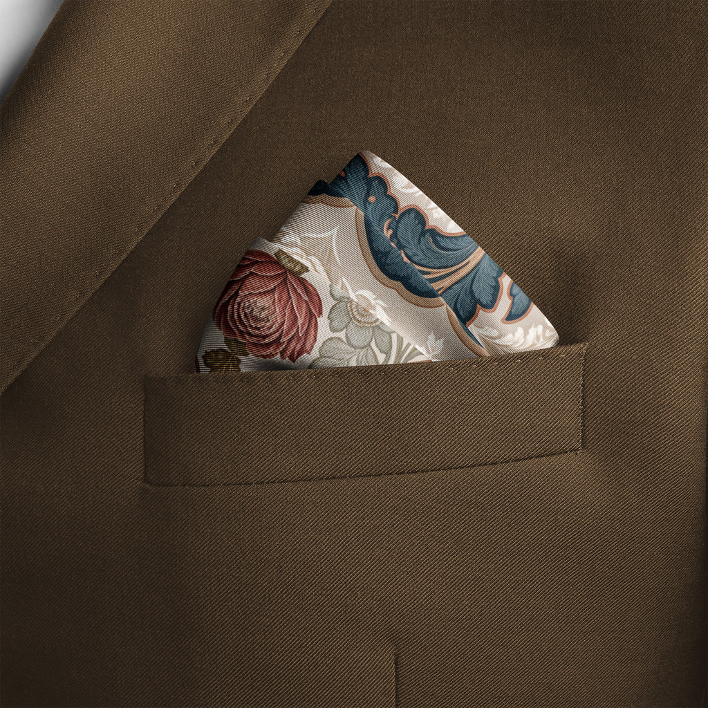 BLUSH MEDALLION SILK POCKET SQUARE