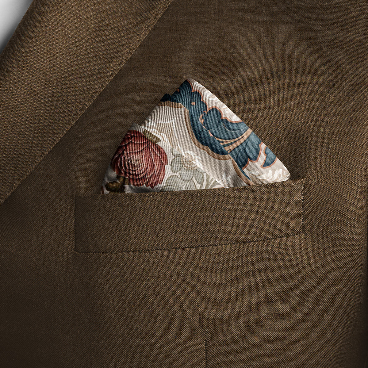 BLUSH MEDALLION SILK POCKET SQUARE