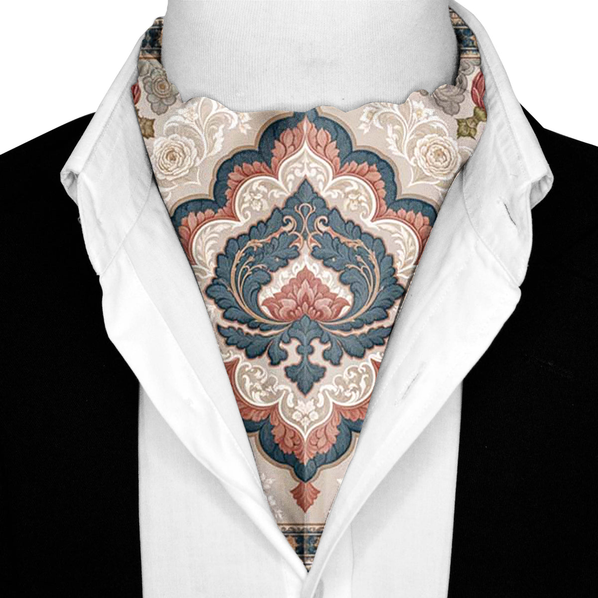 BLUSH MEDALLION SILK ASCOT – PREMIUM COLLECTION