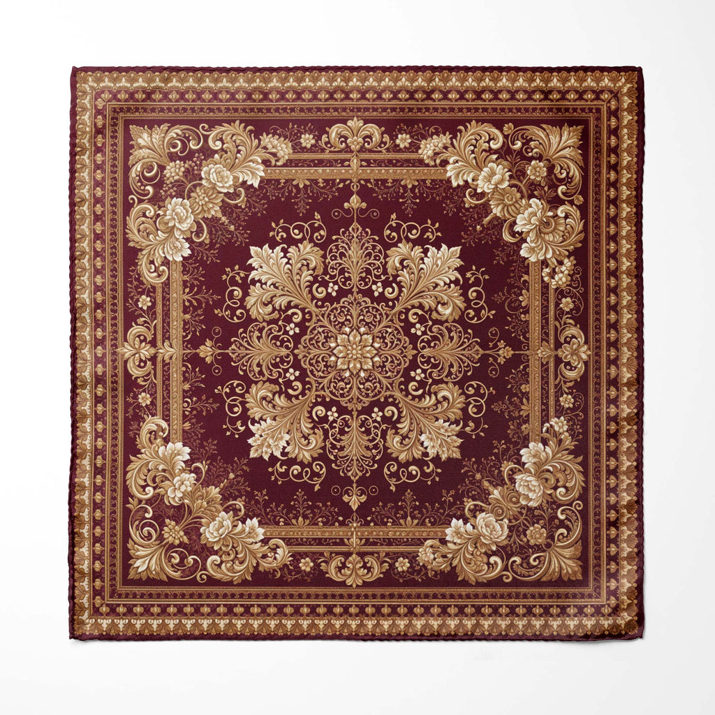 BURGUNDY BAROQUE BLOOM SILK POCKET SQUARE