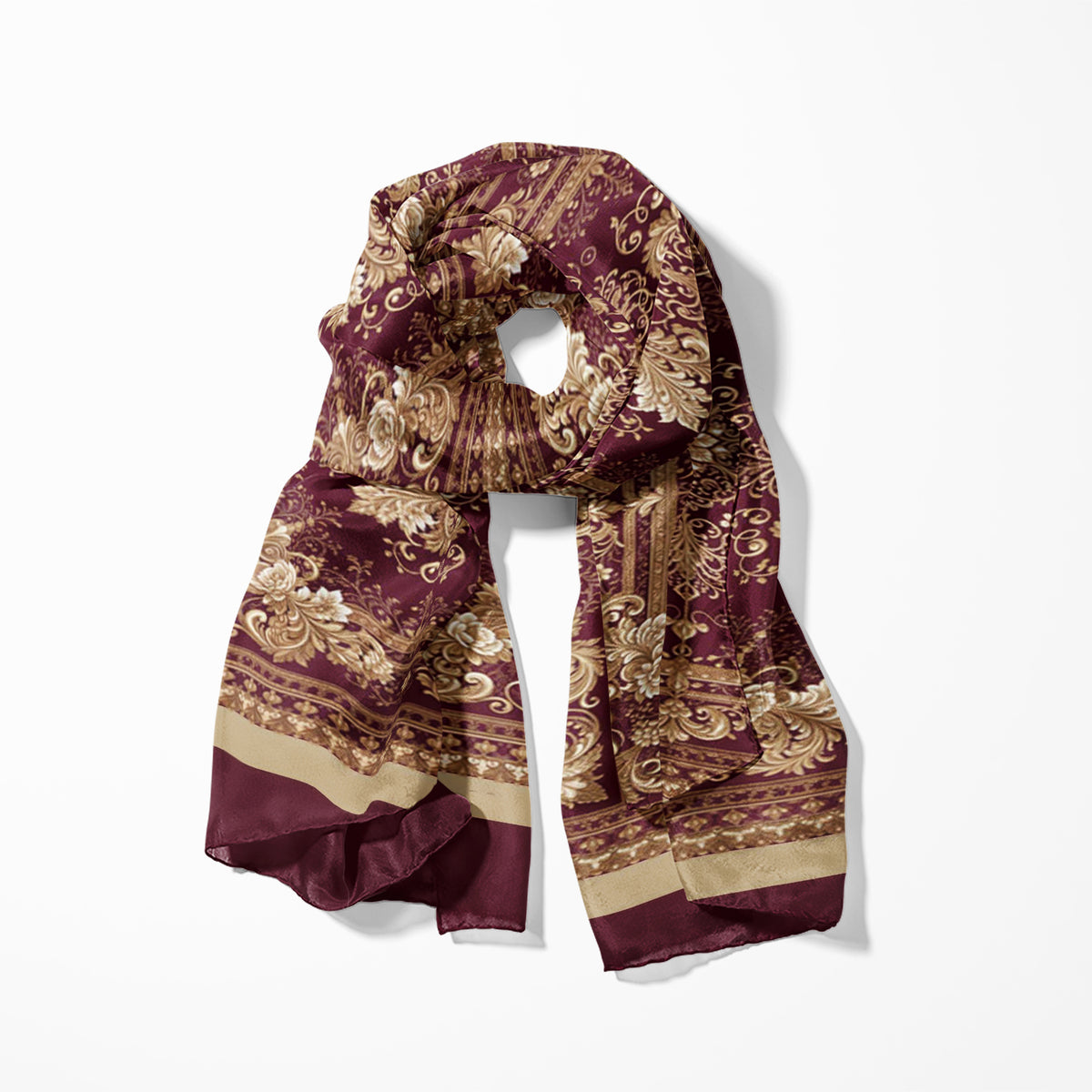 BURGUNDY BAROQUE BLOOM MEN SCARF - PREMIUM COLLECTION