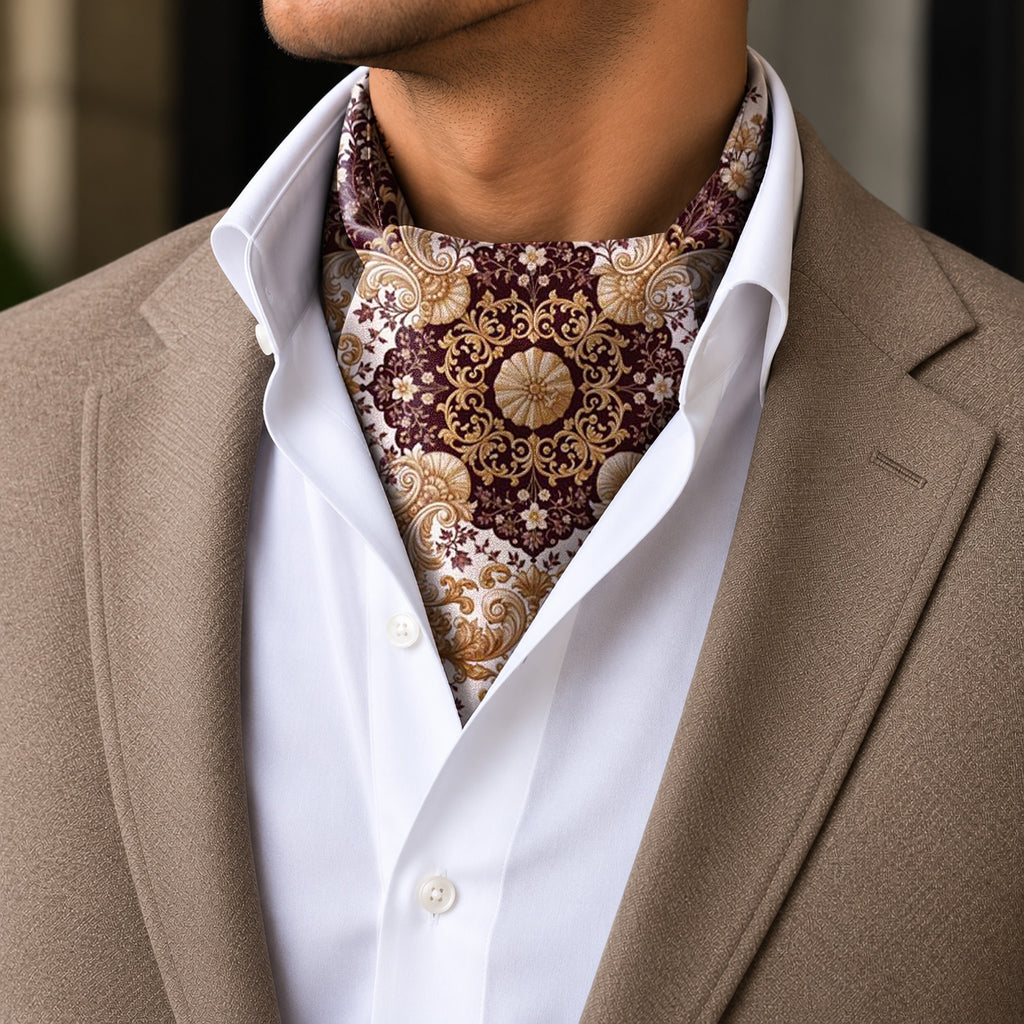 BURGUNDY OPULENCE SILK ASCOT – PREMIUM COLLECTION