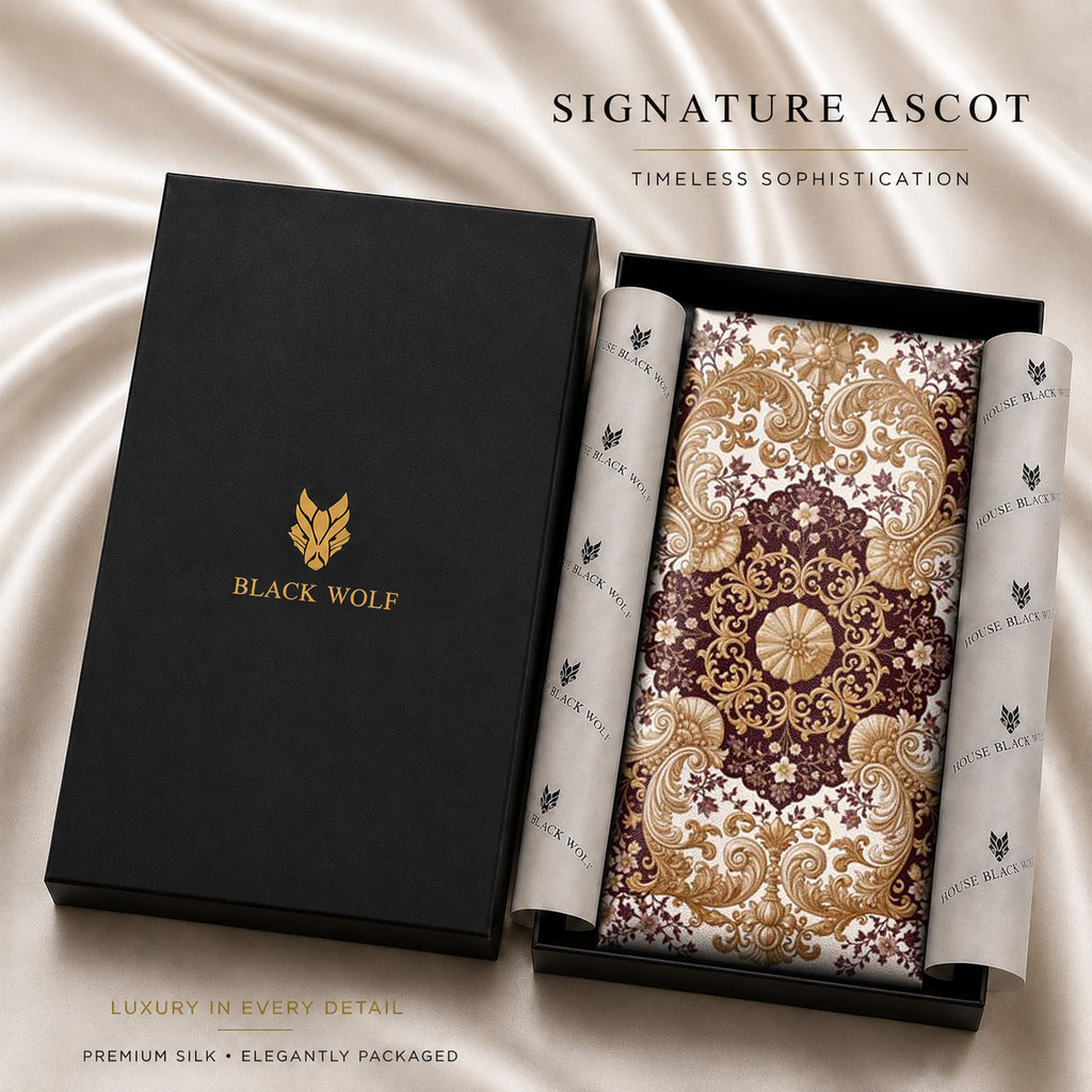 BURGUNDY OPULENCE SILK ASCOT – PREMIUM COLLECTION