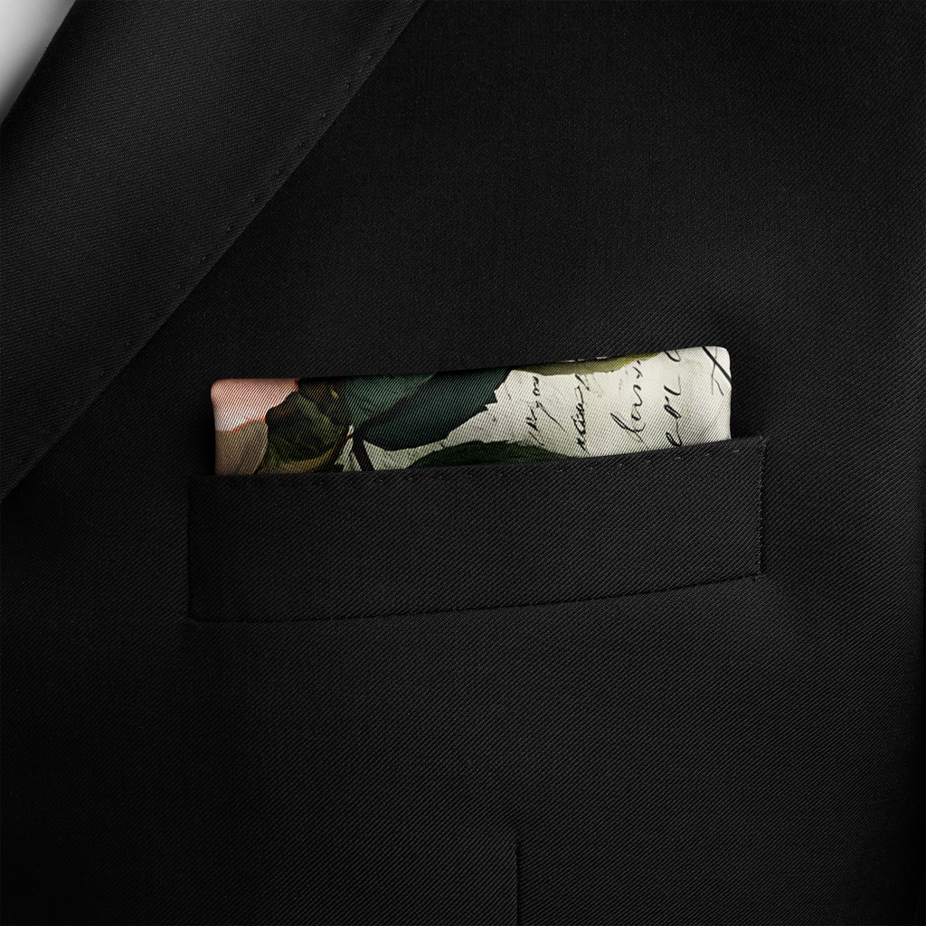 ANTIQUE ROSE SILK POCKET SQUARE
