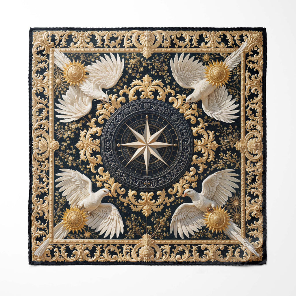 CELESTIAL DOVE CREST SILK POCKET SQUARE