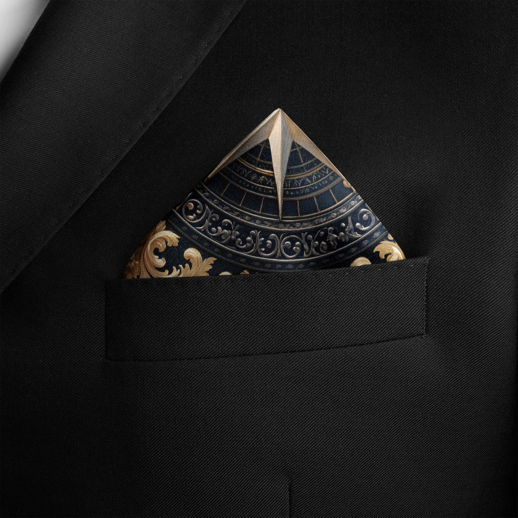 CELESTIAL DOVE CREST SILK POCKET SQUARE