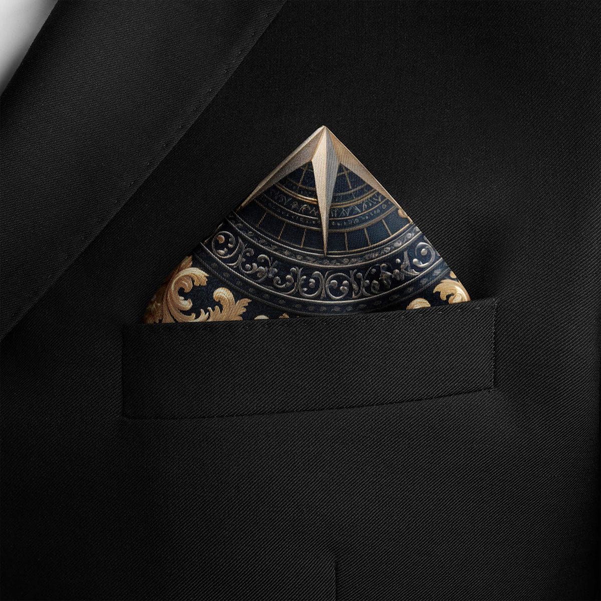 CELESTIAL DOVE CREST SILK POCKET SQUARE