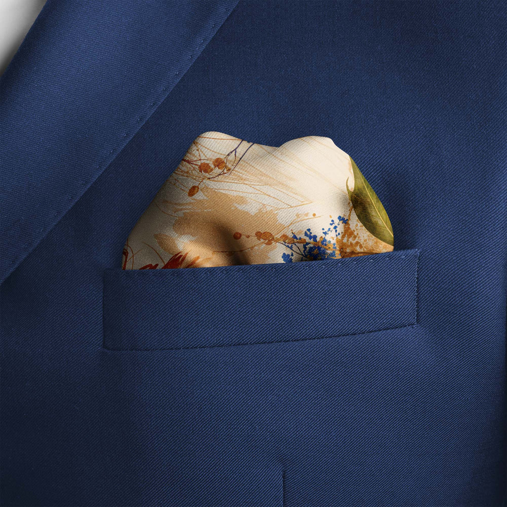 COBALT EMBER BLOSSOM SILK POCKET SQUARE