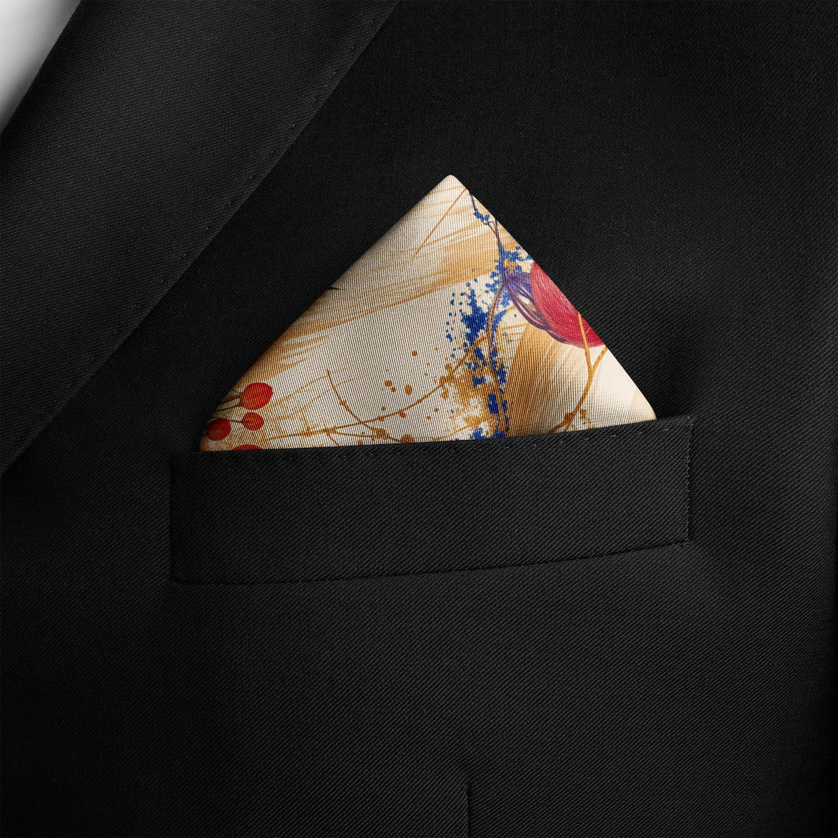 COBALT EMBER BLOSSOM SILK POCKET SQUARE
