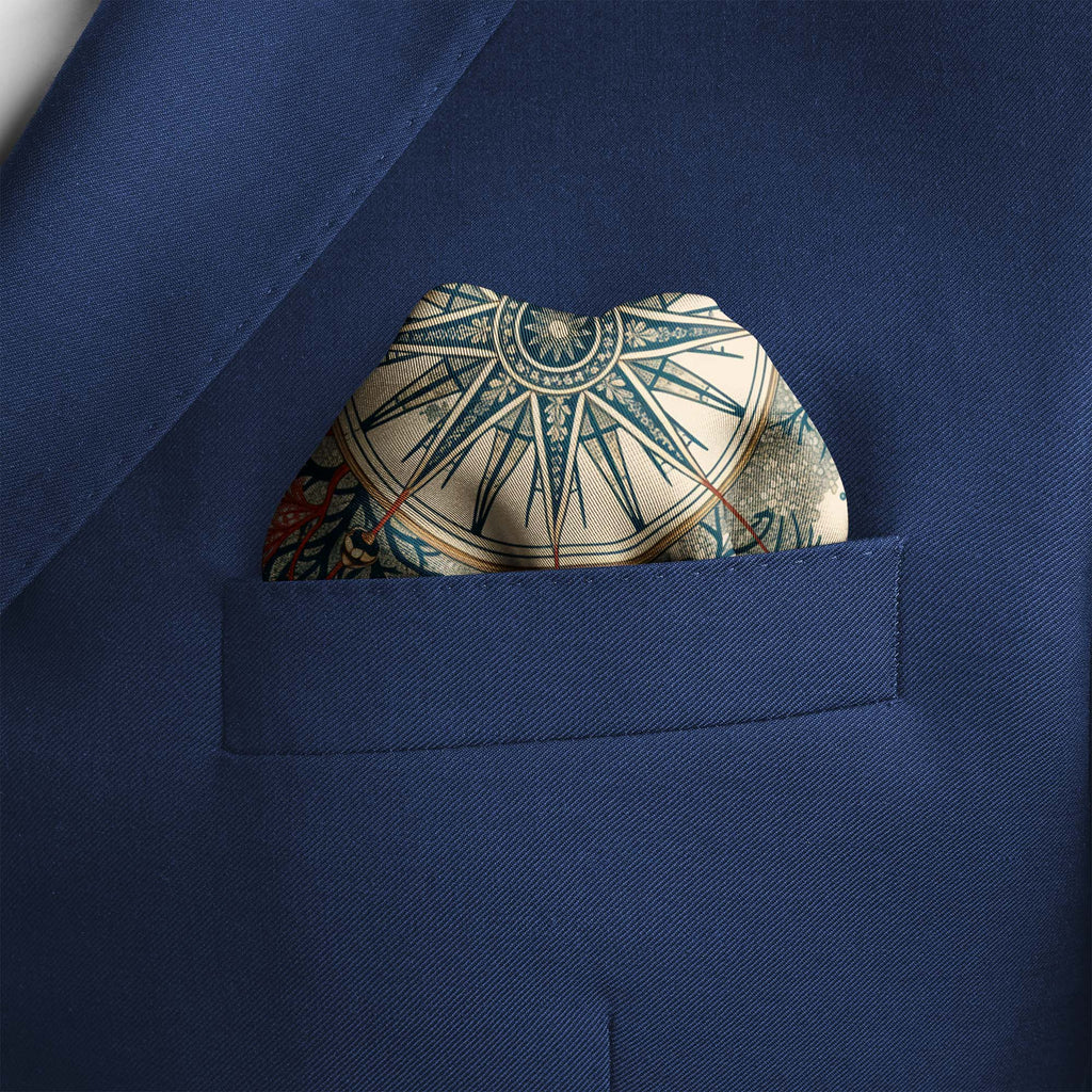 CORAL COMPASS GARDE SILK POCKET SQUARE