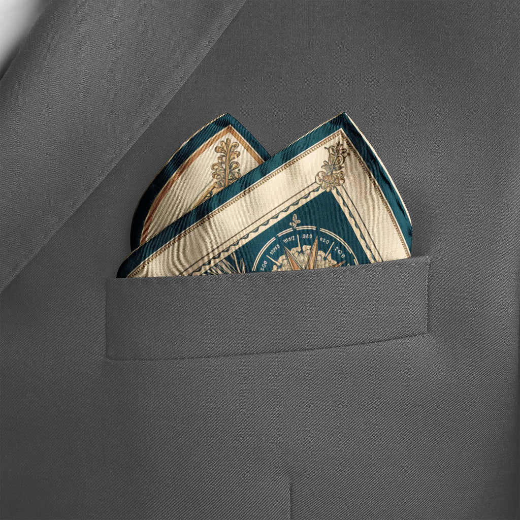 CORAL COMPASS GARDE SILK POCKET SQUARE