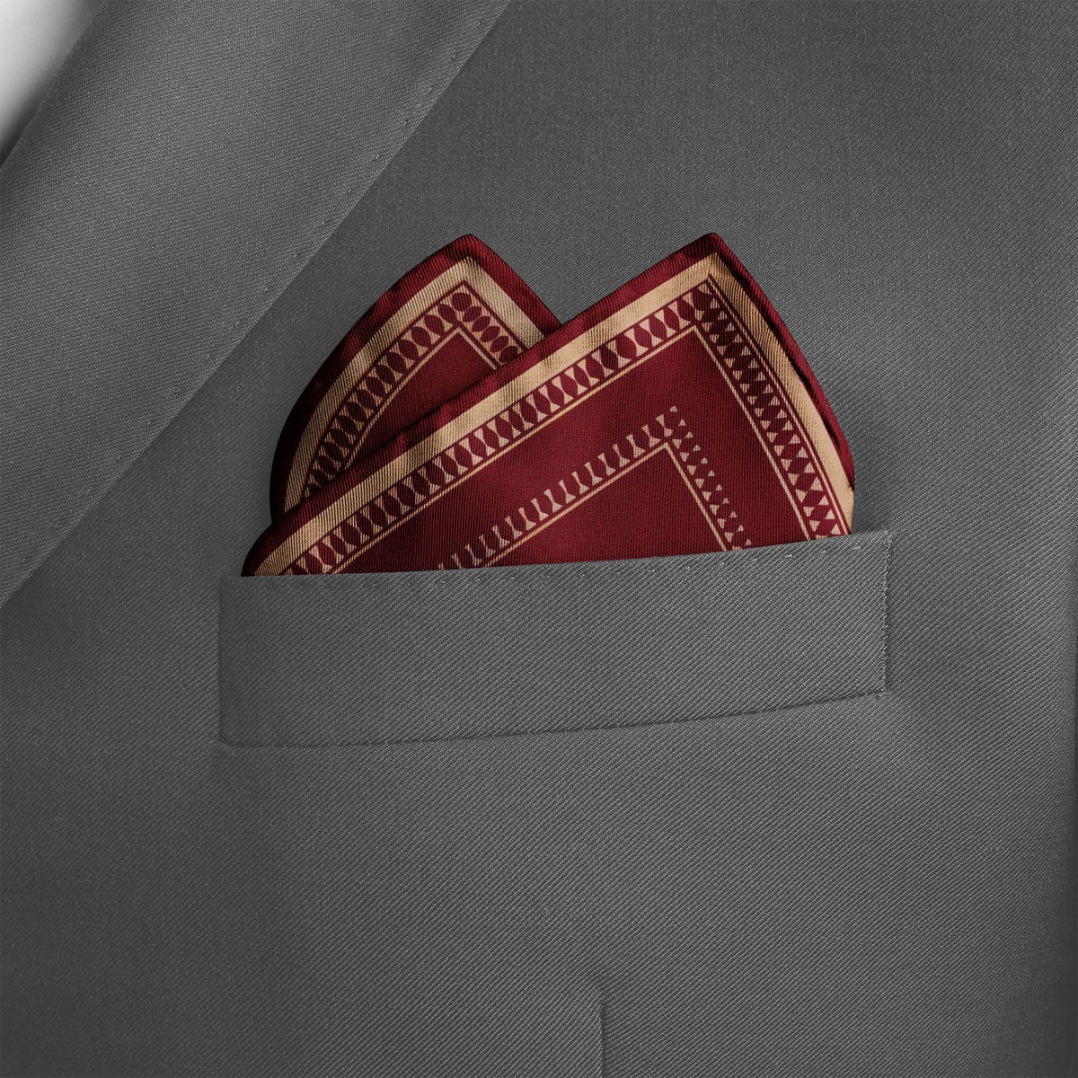 CRIMSON ACANTHUS SILK POCKET SQUARE