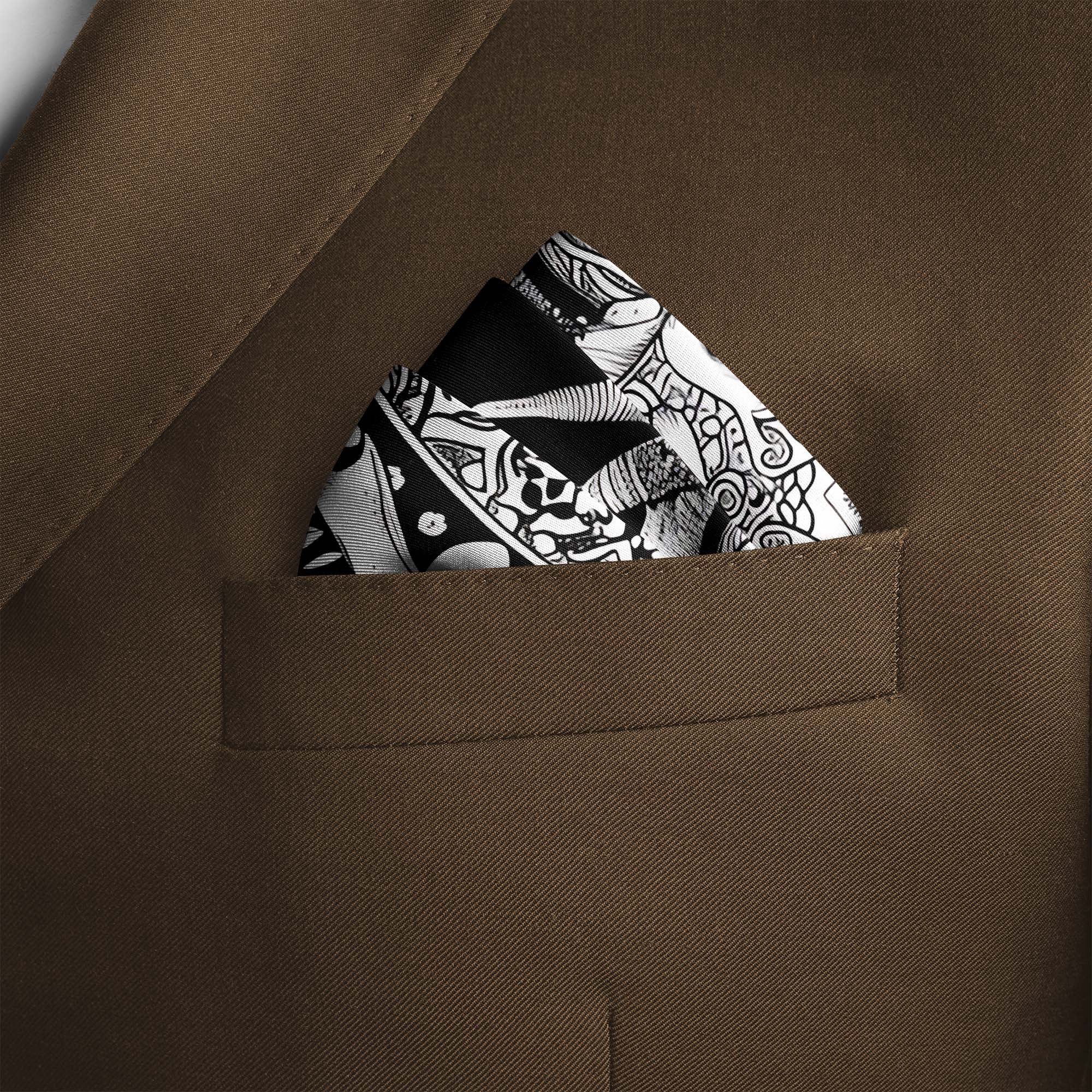 DEER HEAD SILK POCKET SQUARE