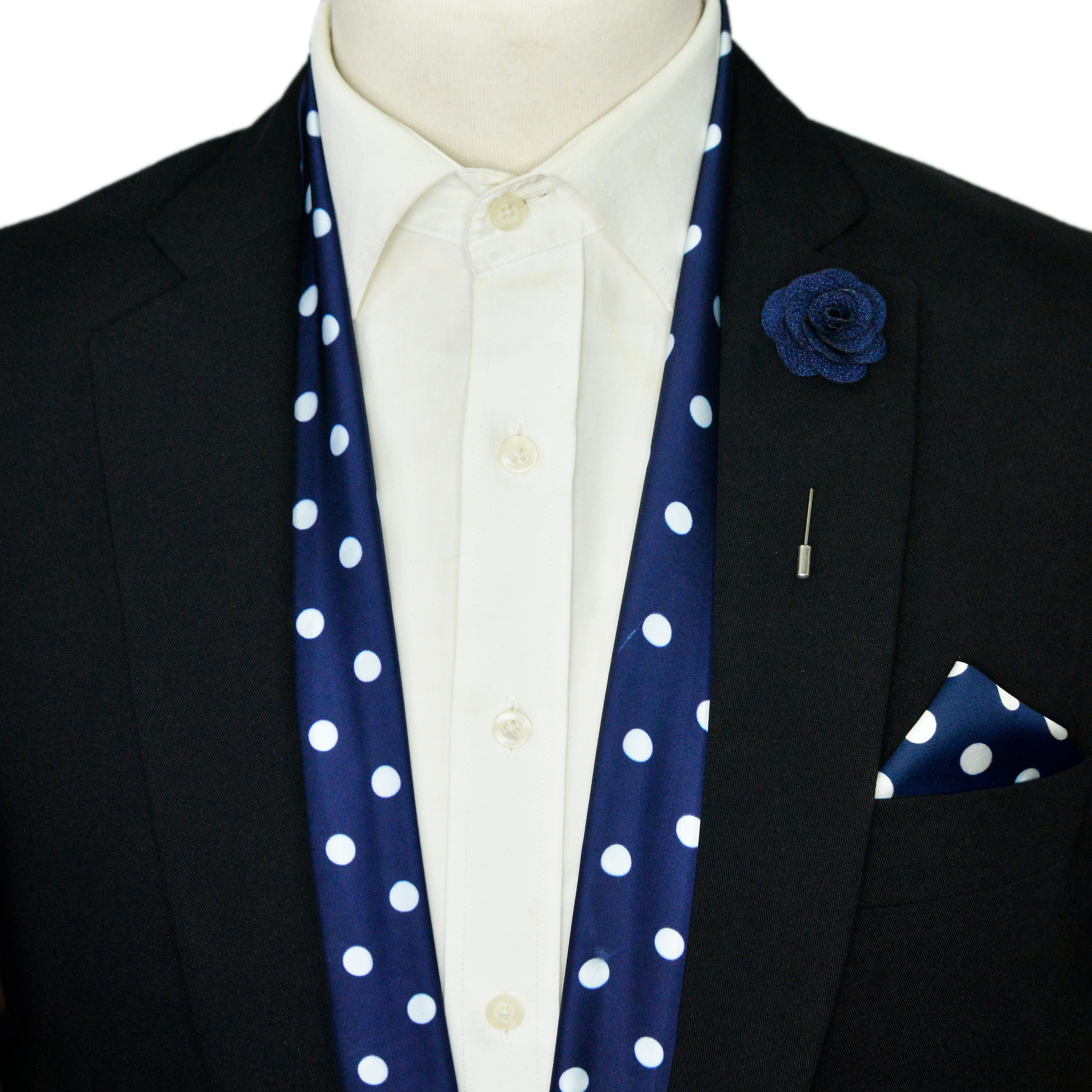 BLUE SMALL POLKA DOTS MEN SCARF AND POCKET SQUARE SET – PREMIUM COLLECTION