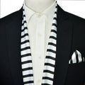 WHITE STRIPES MEN SCARF AND POCKET SQUARE SET – PREMIUM COLLECTION