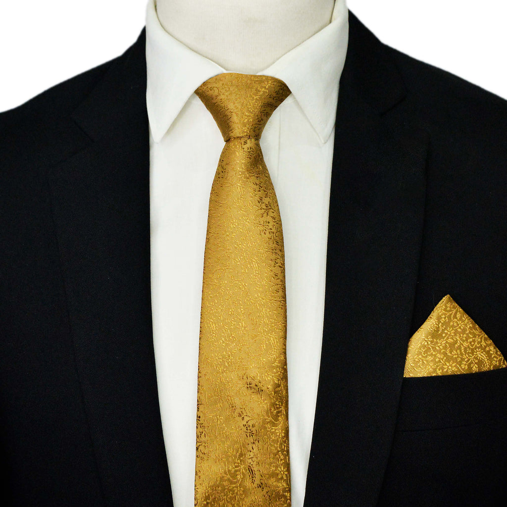 CARAMEL BROWN NECKTIE AND POCKET SQUARE SET