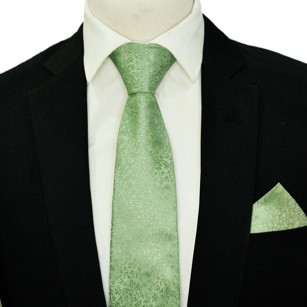 CYPESS GREEN NECKTIE AND POCKET SQUARE SET