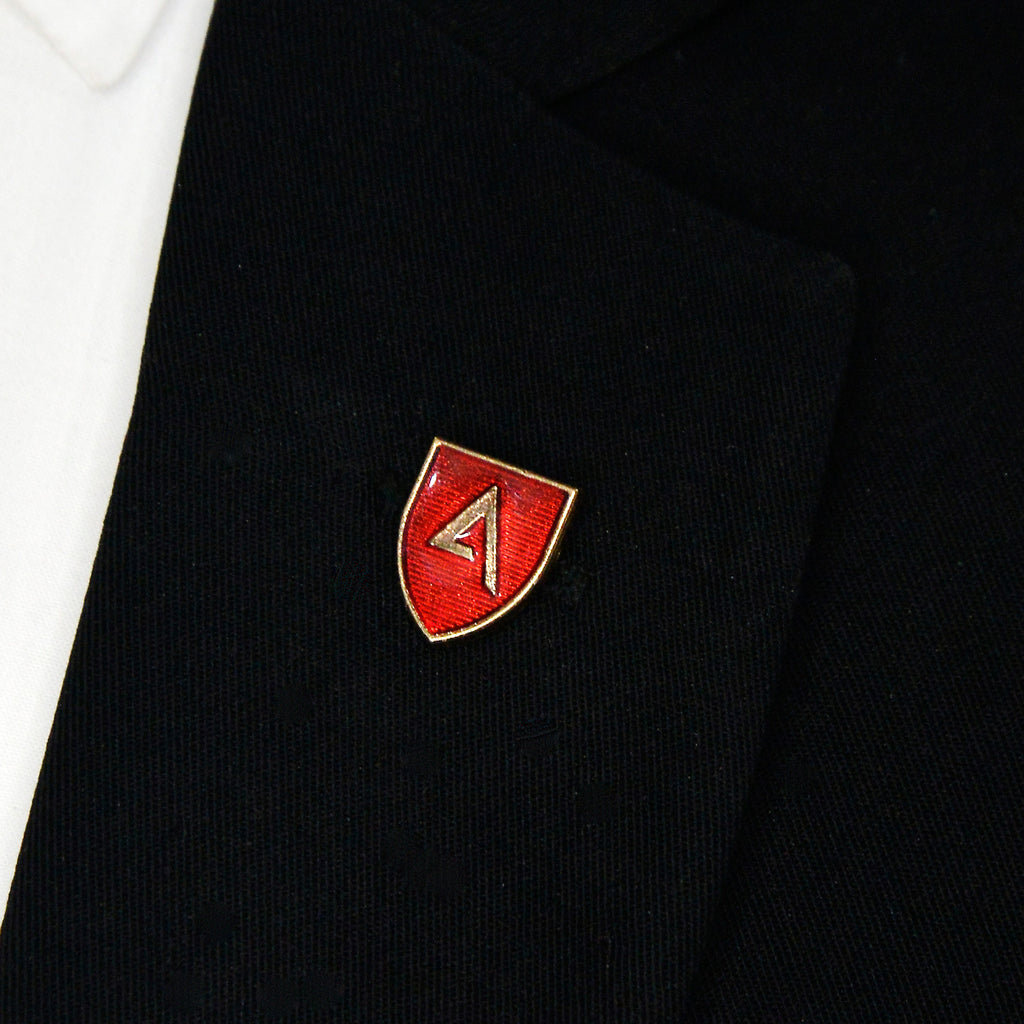RED SOUVENIR SHIELD BROOCH