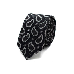 BLACK PAISLEY TIE AND POCKET SQUARE SET